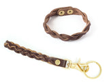 Z Braided Leather Key Fob & Bracelet Gift Set