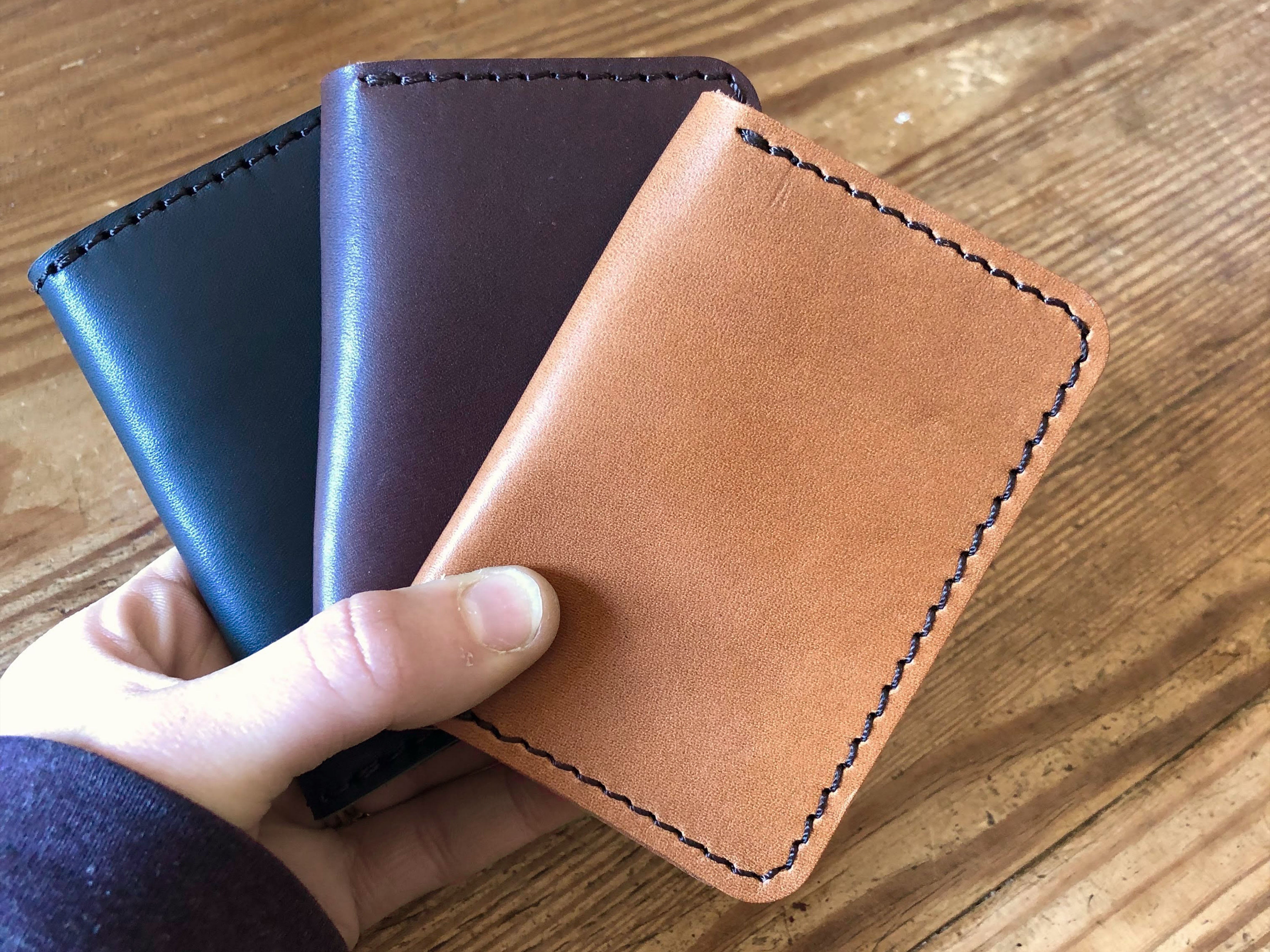 Mens Leather Business Card Wallet Handmade Simple Slim Card Case