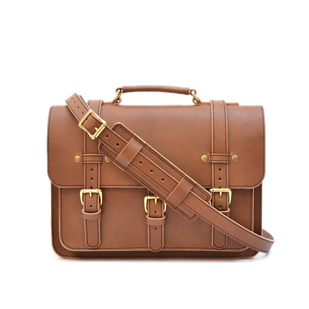 MIND BROTHERS トラベルバッグ アタッシュケース レザー キャラメル Businessman's Briefcase - Mens Leather Laptop Messenger Bag