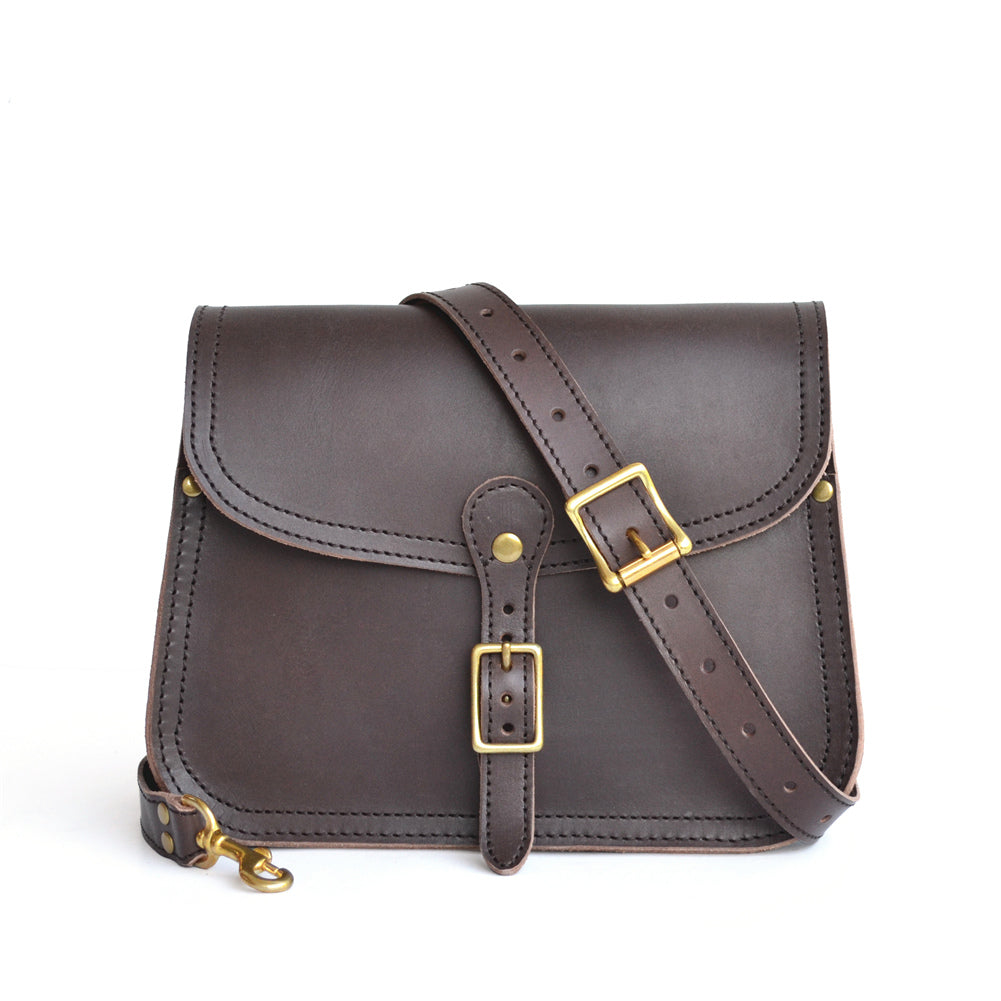 Full Grain Leather Saddle Bag Small Cross Body Bag With 