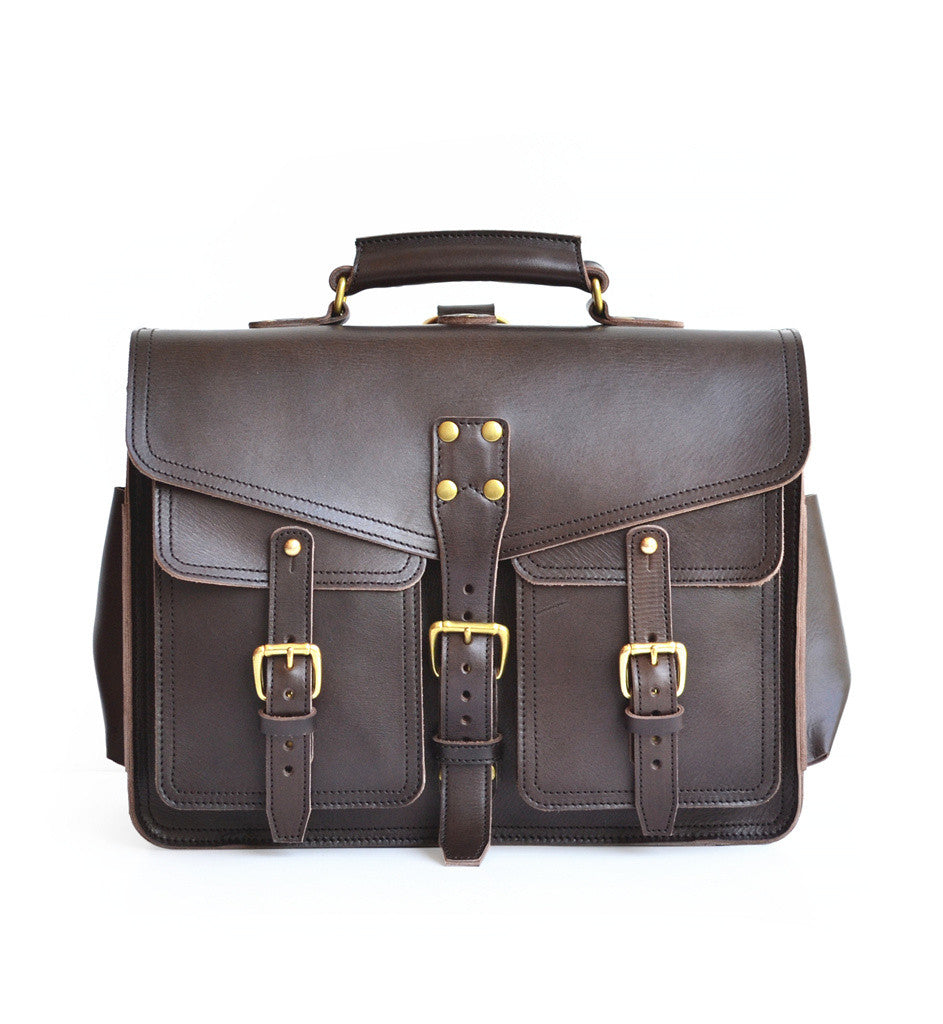 Leather Messenger Book Bag for Laptop & iPad, USA Made