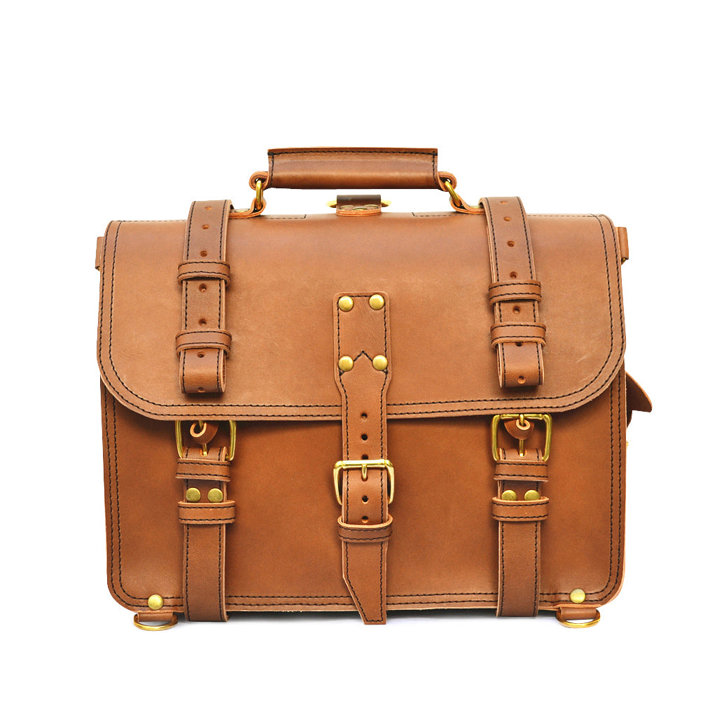Double Space Briefcase - Large Leather Laptop Messenger Bag