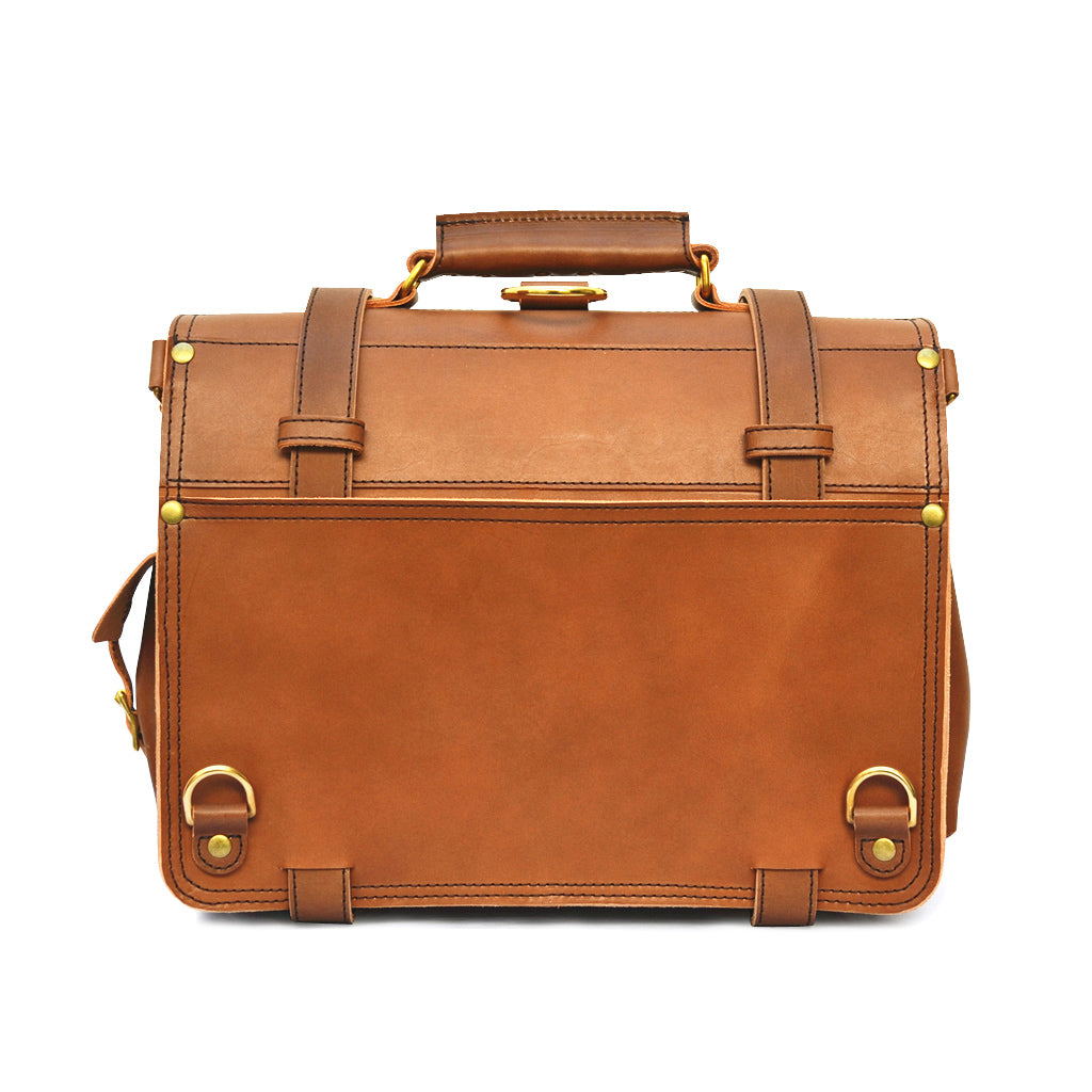 Double Space Briefcase - Large Leather Laptop Messenger Bag