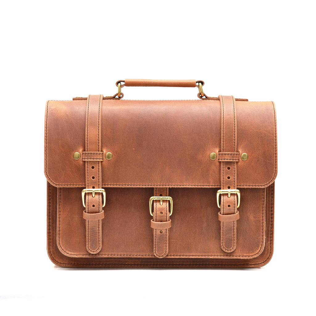 Businessman's Briefcase - Vintage Leather Laptop Messenger Bag