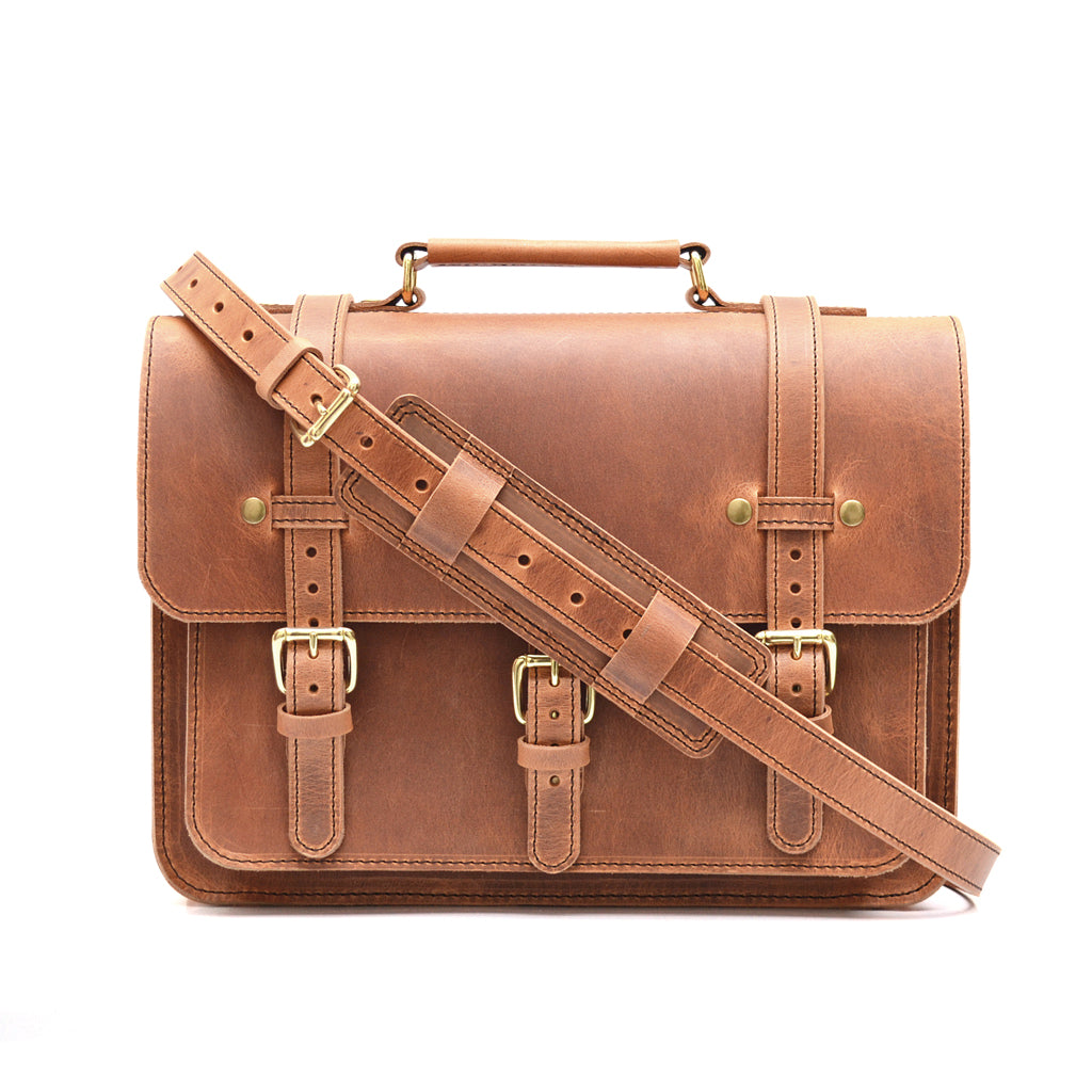 Businessman's Briefcase - Vintage Leather Laptop Messenger Bag