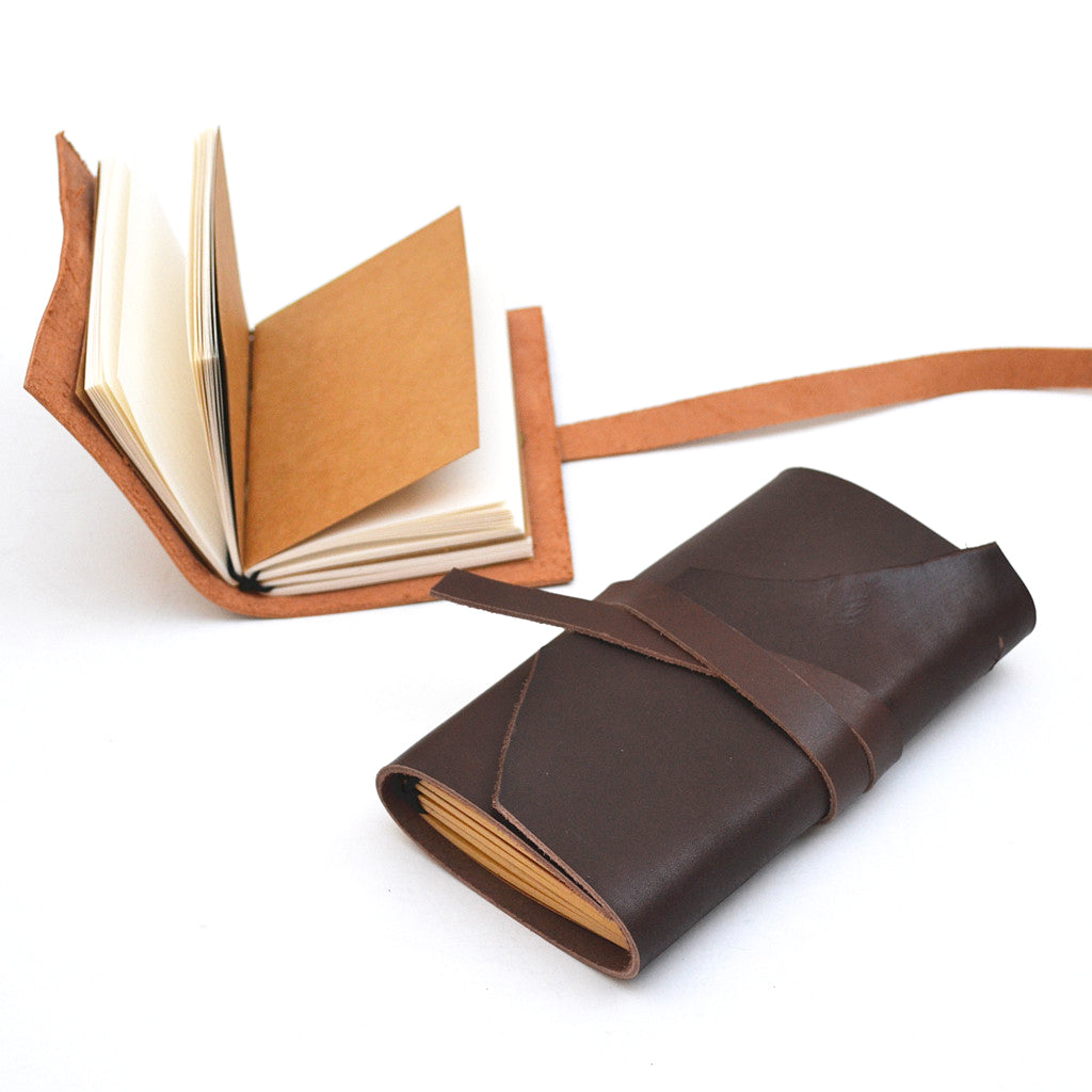 Rustic Wrap Journal - Natural Edge Leather Notebook Cover, Refillable –  Marlondo Leather Co.